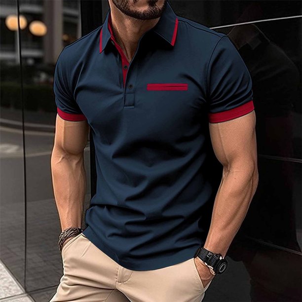 pstuiky camisetas para hombre, Camisa de manga corta transpirable con botones y bolsillo simulado para hombre camisetas de hombre s