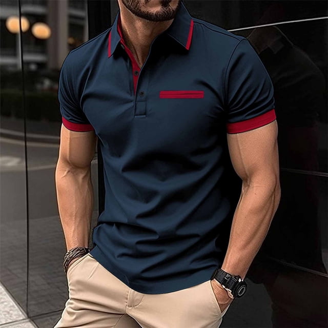 pstuiky camisetas de hombre, Camisa de manga corta transpirable con botones y bolsillo simulado para hombre ropa de hombre xl