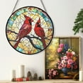 thumbnail image 5 of Cardinal Stained Glass Suncatcher, Cardinal Glass Suncatchers for Windows For Merry Christmas, 5 of 7