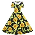 thumbnail image 2 of Zpanxa Robes d'Été pour Filles Imprimé Dégradé Manches Courtes Col Rabattu Taille Bouton Robe de Danse Polyester Spandex Noir 7 Ans, 2 of 6