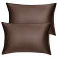 thumbnail image 2 of Unique Bargains 2 Pack Silky Satin Pillow Cover Cases Brown 21" x 37", 2 of 8