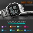 thumbnail image 3 of SKMEI Square Dial Business Men Watch Waterproof Dual Time EL Luminous Wristwatch -, 3 of 4