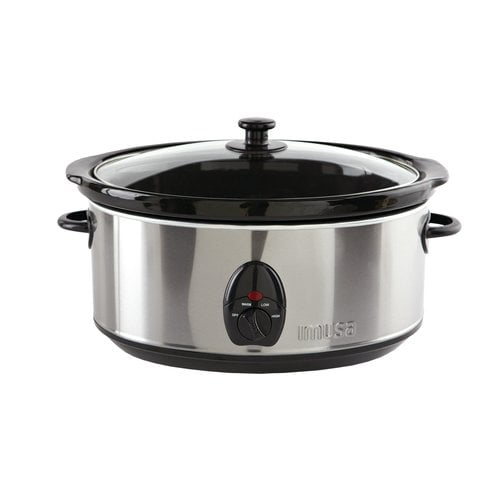 IMUSA USA 5Qt Stainless Steel Slow Cooker with Glass Lid and Detachable