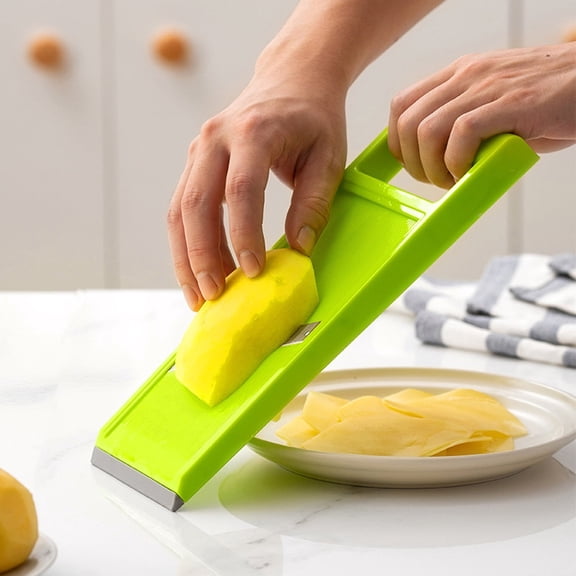 Adjustable Manual Mandoline Slicer with Non-Slip Base and Hanging Hole for Potatoes, Cucumbers, Radishes – Easy, Vegetable Slicing Tool for Kitchen Prep