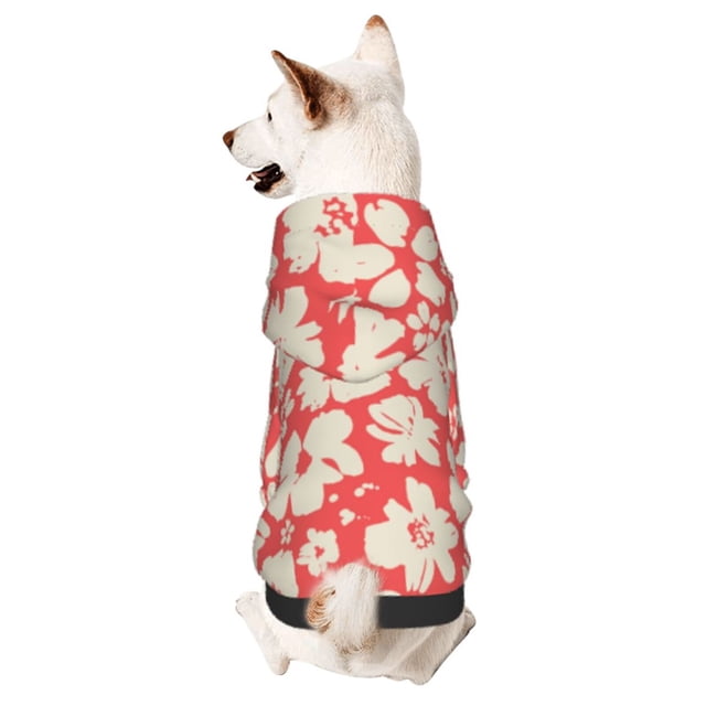 Fotbe Beige Flowers Sudadera con Estampado para Perros Pequeños – Suéter con Capucha para Mascotas, Tela Suave de Forro Polar con Bolsillo-Small