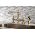 thumbnail image 2 of Kingston Brass KS7272PXBS English Country Bridge Kitchen Faucet with Brass Side Sprayer, Polished Brass, 2 of 8