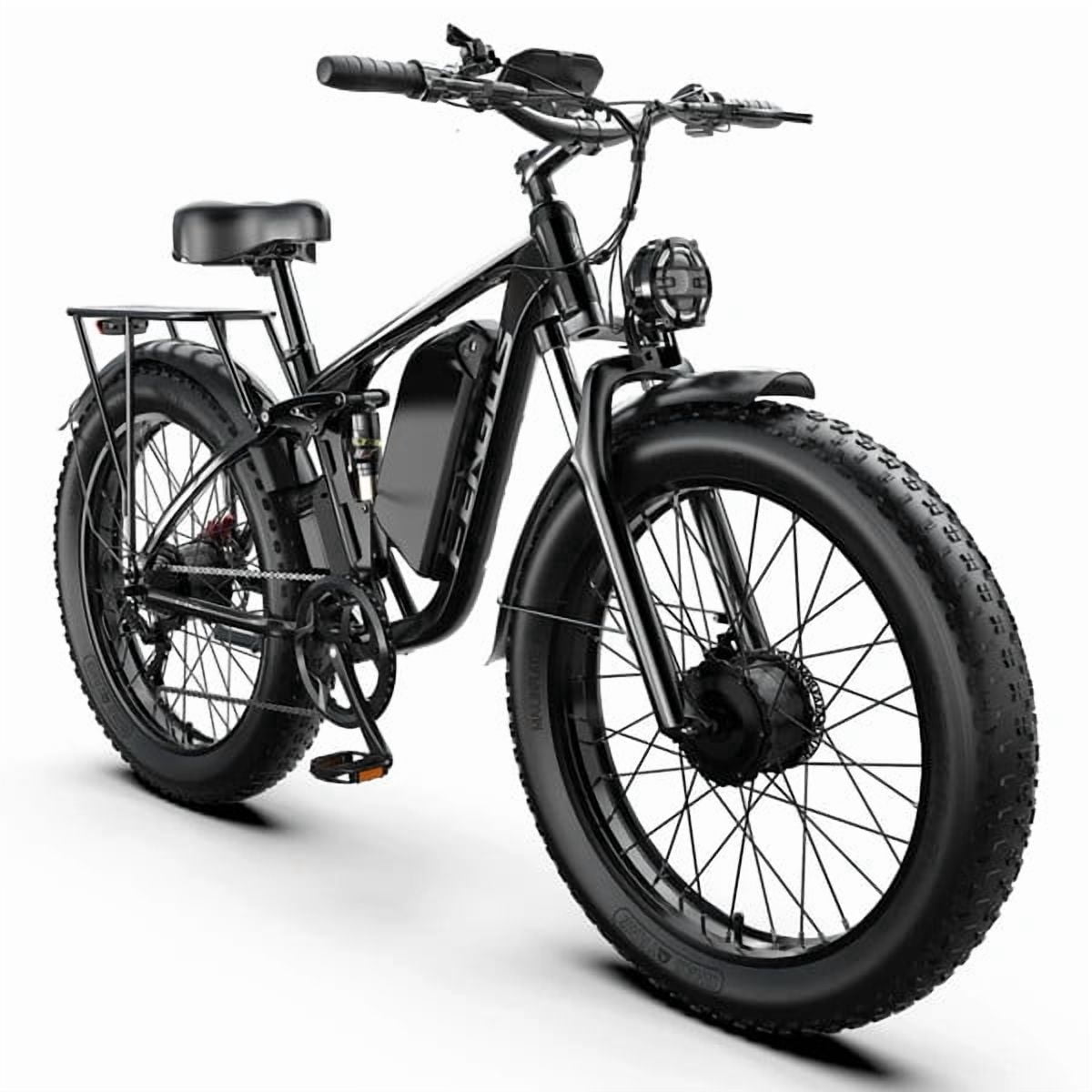FENGQS Q8PLUS Electric Bike 5000W Dual Motor for Adults, 52V/23Ah Battery, 26"x4" Fat Tire, Hydraulic Disc Brakes, 45MPH Top, 80-100 Miles Range-(Black) UL 2849