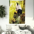 thumbnail image 3 of Panda Tapestry, Big Panda Sitting Forest Eating Bamboo Tree Trunk Foliage Wilderness Picture Print, Wall Hanging for Bedroom Living Room Dorm Decor, 60W X 80L Inches, Green Black, by Ambesonne, 3 of 5