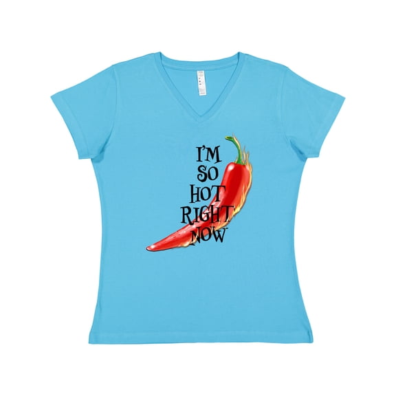 Inktastic I'm So Hot Right Now Chili Pepper on Fire Women's V-Neck T-Shirt