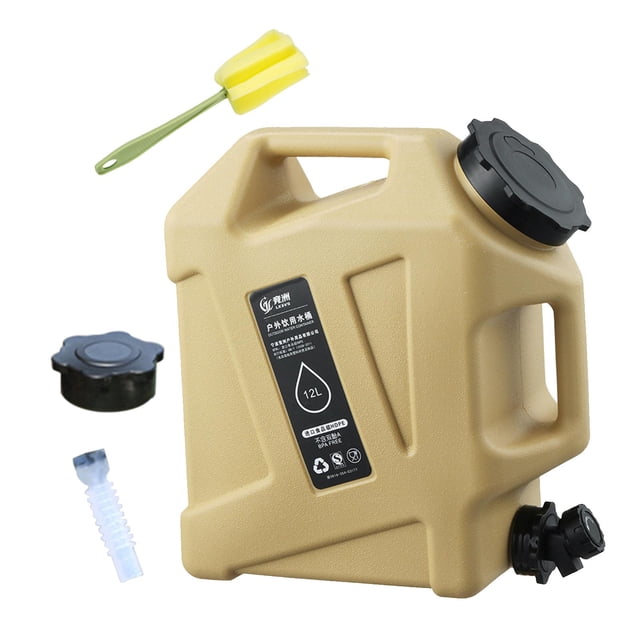 Contenedor de agua de 12 litros con grifo, recipiente para beber, tanque de agua, jarra para almacenar agua. Caqui