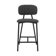 thumbnail image 4 of Rococo 26" Gray Faux Leather and Metal Counter Height Bar Stool, 4 of 8