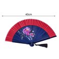 thumbnail image 3 of CSChome Folding Fan with Tassel Chinese Style Folding Hand-painted Flower Dance Performance Photo Props Portable Summer Hand Held with Tassel, 3 of 7