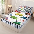 thumbnail image 2 of Manfei Police Car Zipper Twin Comforter Sets with Fitted Sheet and 2 Pillowcases,Striped Pattern Zipper Bedding Set,White,Polkadot Reversible,4pcs, 2 of 8