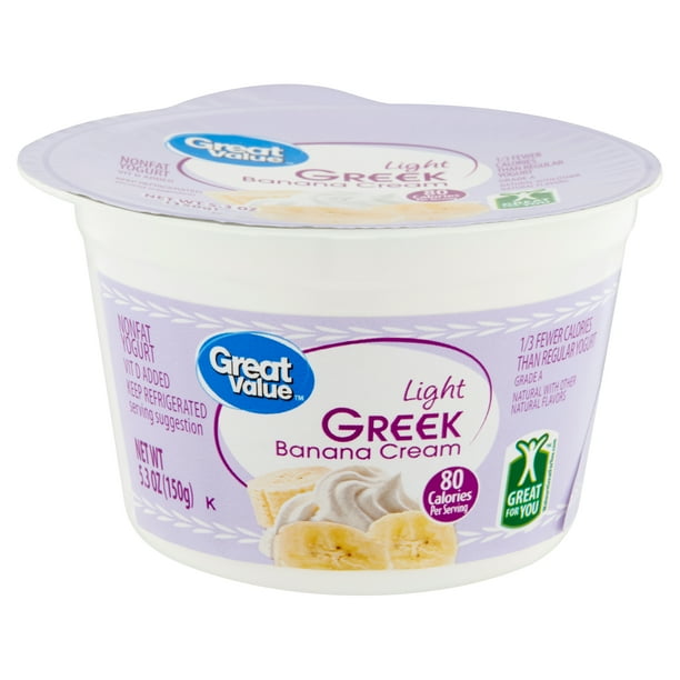 Great Value Light Greek Banana Cream Nonfat Yogurt, 5.3 oz Walmart