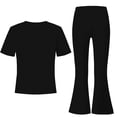 thumbnail image 4 of Ugoldhm Girls 2-Piece Trendy Set, Oversized Short Sleeve T-Shirt & High Waist Flare Leggings, Sizes 8-13 Years, 4 of 6