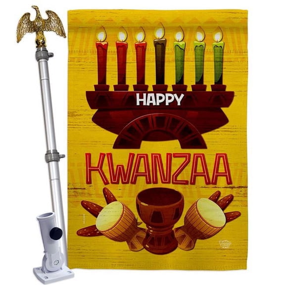 Ornament Collection HS190021-BO-02 28 x 40 in. Kwanzaa Party House Flag Set Black History Double-Sided Decorative Vertical Flags & Decoration Banner Garden Yard Gift