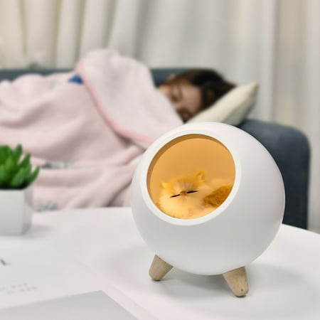 

ERTUTUYI Cat Pet House Ambience Lamp USB Charging Cute Cartoon MINI LED Night Light White