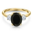 thumbnail image 3 of Gem Stone King 3.00 Ct Oval Black Onyx 18K Yellow Gold Plated Silver Ring, 3 of 6