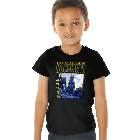 Harry Potter Life is Better at Hogwarts Kids T Shirt (4) for Toddler Boys and Girls, Black