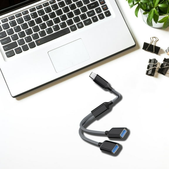 Type-C to USB Hub Splitter - 2-Port, Plug & Play & Compact - High-Speed Data Transfer/Charging for Laptops/Phones