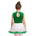 thumbnail image 2 of TiaoBug Kids Girls Christmas Mrs Santa Claus Costume Candy Cane Sleeveless Dance Leotard Tutu Dress Green 12, 2 of 6