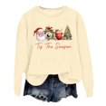 thumbnail image 1 of WEAIXIMIUNG Sweat-Shirt Blanc pour Femmes Mode Hiver Imprimé Festif de Noël Col Rond, 1 of 3