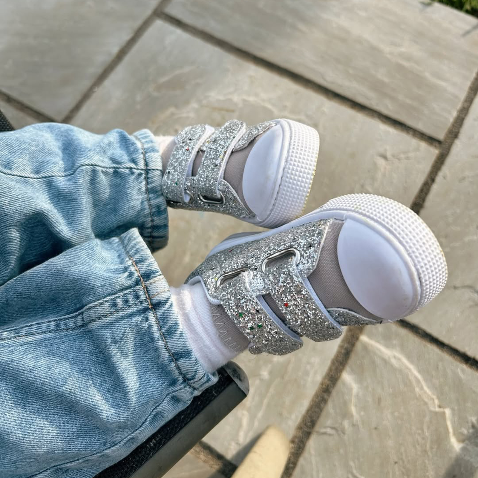 EUXTERPA Girls Glitter Canvas Sneakers with Hook-and-Loop photo 7