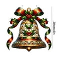thumbnail image 3 of Adorno navideño acrílico, estilo vitral, decoración colgante plana 2D, con cinta de acebo, arte festivo para ventana, decoración navideña para el hogar, decoración festiva de Navidad,, 3 of 5
