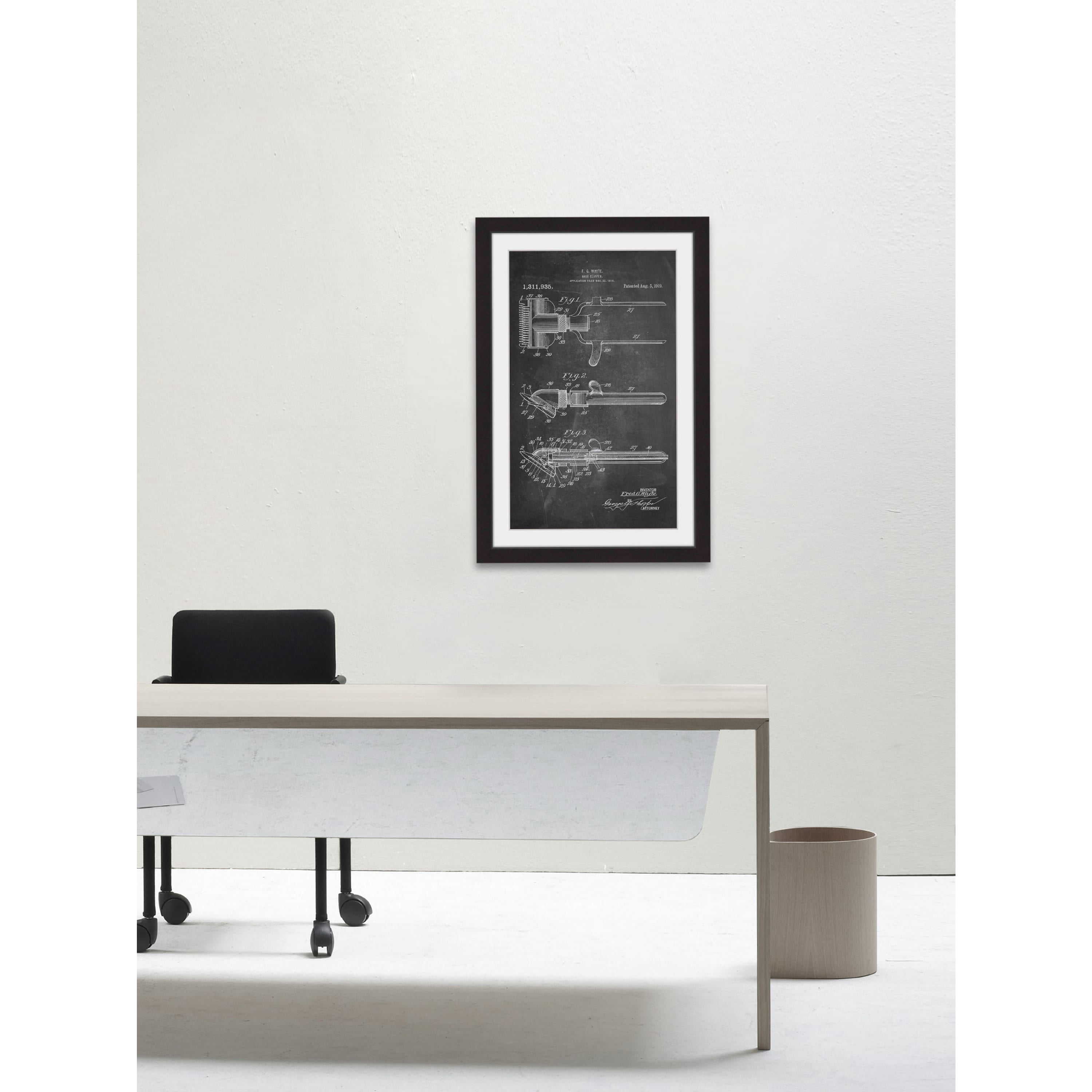 "Hair Clipper 1919 Chalk" Framed Painting Art Print, 24" x 1.5"