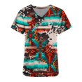 thumbnail image 5 of Snoarin Hauts d'Été Grande Taille pour Femmes, Mode Décontractée, Manches Courtes, Col en V, Uniforme de Travail avec Poche, en Solde, 5 of 5
