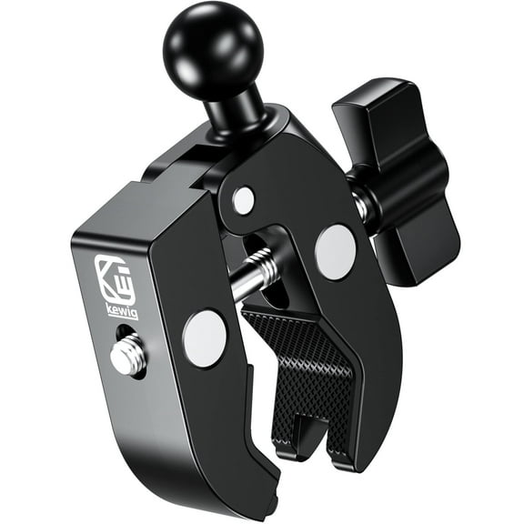 Aluminum Alloy Handlebar Clamp Mount Base with 17mm TPU Ball for Rails 0.5'' to 2'' in Diameter, Only Fit for Bike Motorcycle Phone Mount Holder with 17mm Ball Socket & Double Socket Arm