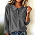thumbnail image 4 of Neewe Cotton Blend Button Down Shirt for Women Collared Blouse Casual Long Sleeve Tops Daily Outfits, 4 of 6