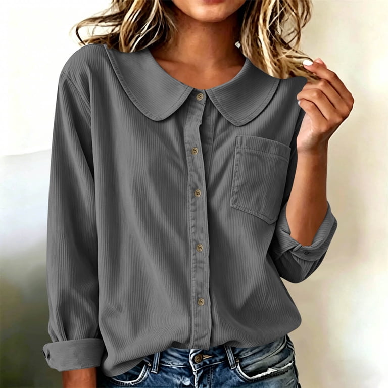 cute dress shirts for work Amazon.com: siliteelon Striped Button Down Shirts for Women Dress Shirts Long Sleeve Casual Collared Office Work Shirt with Pocket Blue and White : Clothing, Shoes & Jewelry