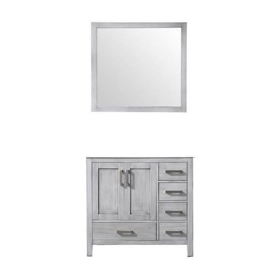Jacques 36'' Distressed Grey Single Vanity no Top and 34'' Mirror - Left Version