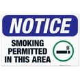 thumbnail image 1 of Smoking Permitted In This Area Sign, OSHA Notice Sign, 24x36 Corrugated Plastic, 1 of 7