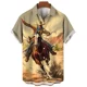 thumbnail image 5 of Camisas hawaianas de diseño occidental vintage para hombre, camisetas de manga corta con estampado 3D, camisetas con solapa y botones, camisas Aloha casuales, 5 of 5