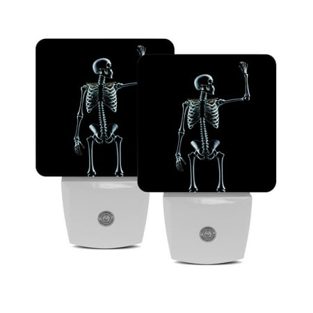 

LED Night Light Lamp with Smart Sensor Dusk to Dawn Sensor 2-Pack for Bedroom Bathroom Hallway White 0.5W Plug-in Crystal Skull Psyche Hippie Skeleton Black