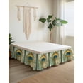 thumbnail image 2 of Teal Peacock Feathers Wrap Around Bed Skirts for King Bed 18" Drop,Bed Skirt with Adjustable Elastic Belt Dust Ruffle Bed Valance for Bedroom Hotel Retro Abstract Art Watercolor Bed Frame Cover, 2 of 7