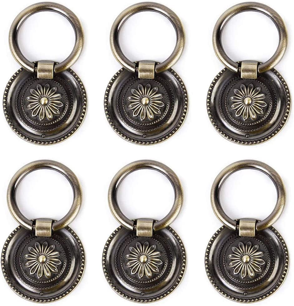 6 Pcs Poignées de Tiroir Anneau Antique Poignée de Tiroir pour Commode Armoire Poignées de Tiroir