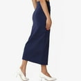 thumbnail image 7 of VUPSGEZ Women's S~3X Side Slit Ponte Knit High Waist Mid Calf Long Pencil Skirt (Blue,XL), 7 of 7