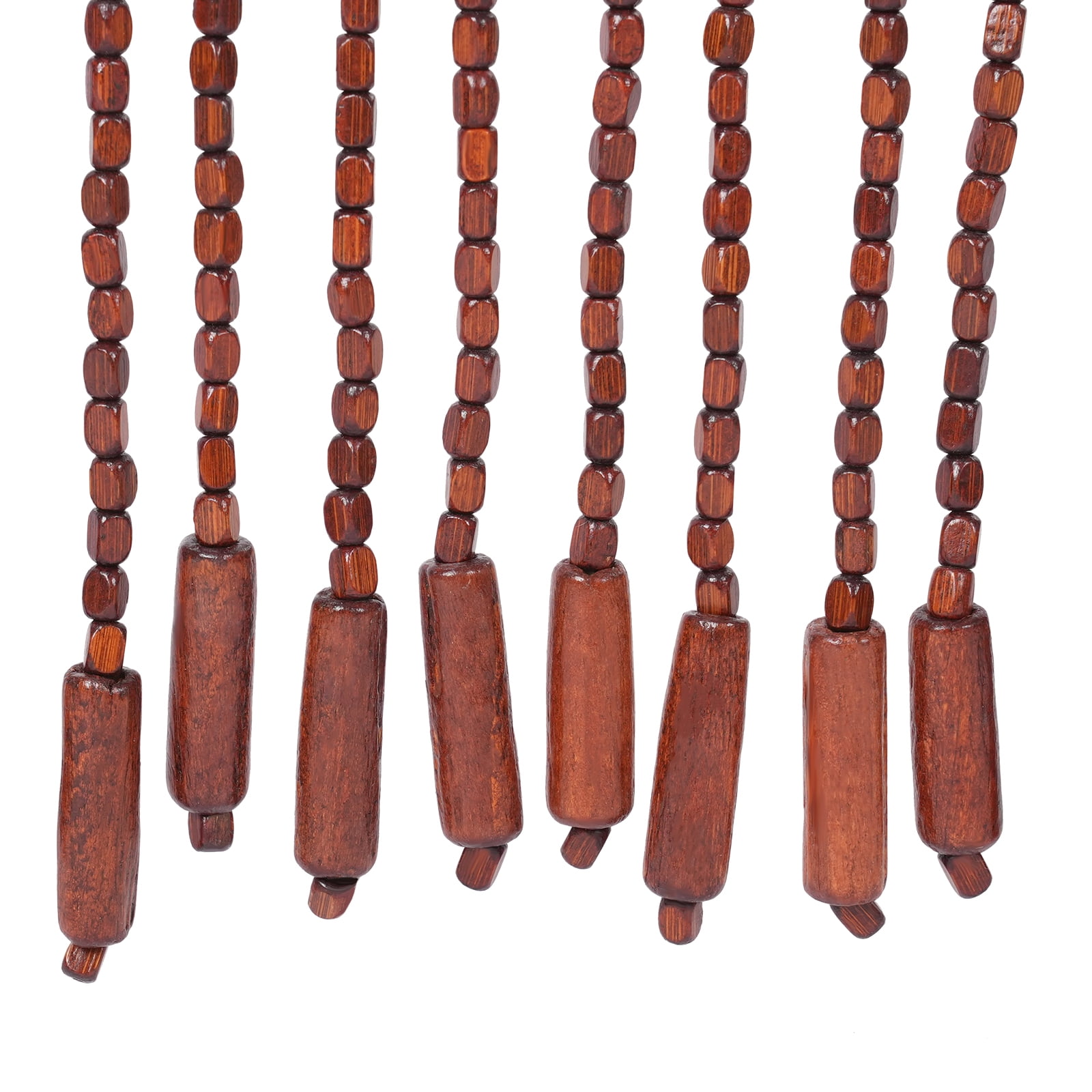 Wildnix Bamboo and Wood Beaded Curtain with Bottom Pendant, Coffee Color, Handcrafted Chinese Style, Vintage Door or Window Hanging, Easy Installation, Home Decoration