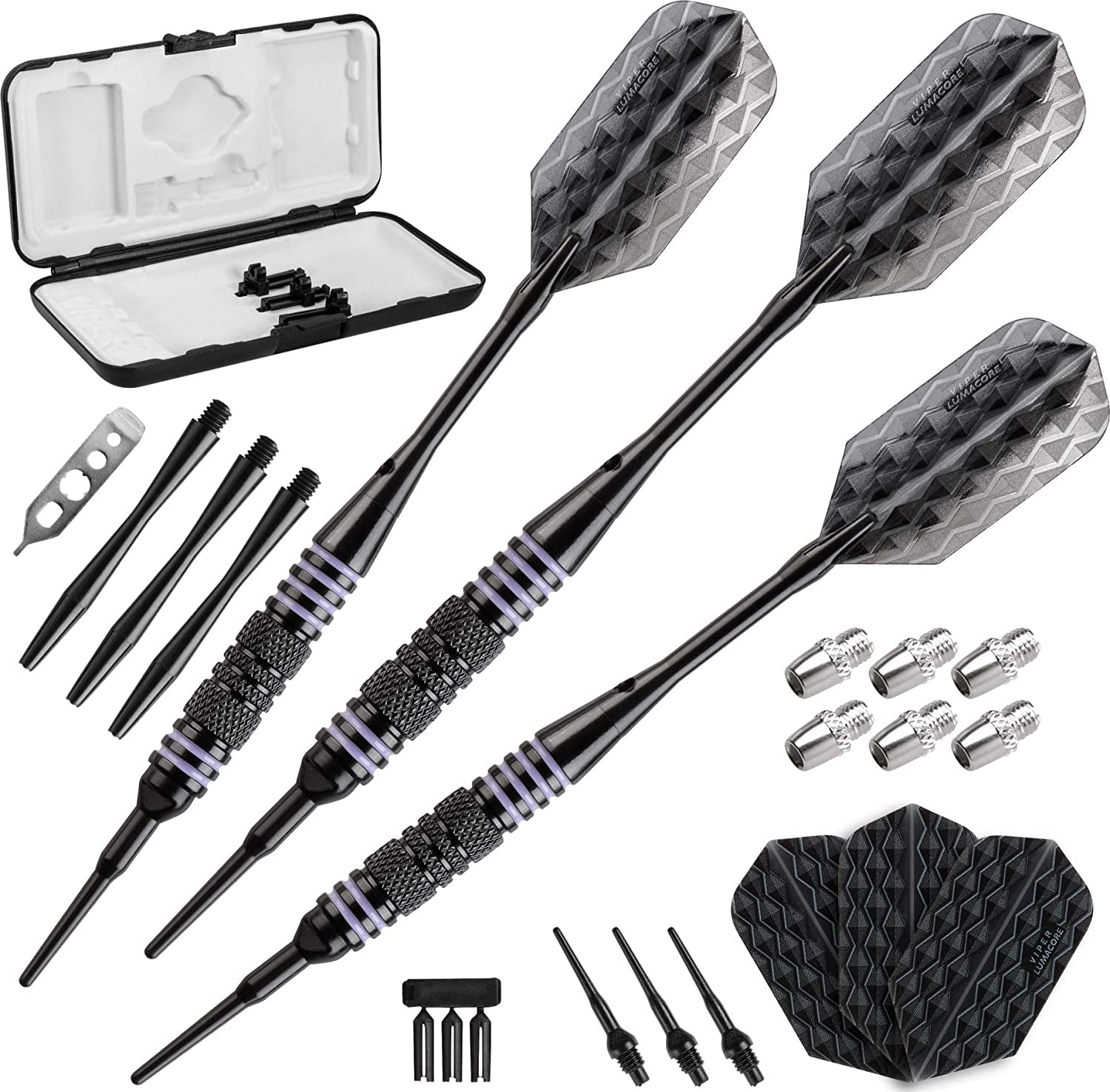 Viper Bobcat Soft Tip Darts with Storage/Travel Case and Dart Caddy Dart Holder/Stand with Accessory Storage Bag