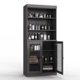 thumbnail image 3 of 100% Solid Wood 32" Bathroom Cabinet with Clear Glass Doors and Adjustable Shelves, 3 of 5
