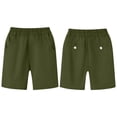thumbnail image 5 of Boys School Uniform Shorts Elastic Waist Chino Shorts Classic Wedding Daily Shorts Olive Green, 5 of 8