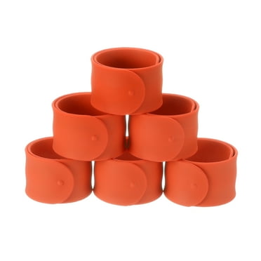Uxcell 6Pcs Silicone Snap Bracelets, 8.46" x 1" Slap Bracelets Bulk Wristbands for DIY Goodie Bag Fillers Crafts Classroom Incentives(Orange)