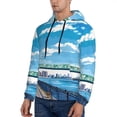 thumbnail image 3 of Fotbe Men's Hoodie with Urban Riverside Clock Tower Pattern - Kangaroo Pocket Pullover Hooded Sweatshirt, Perfect for Daily Wear, Travel, and Home-3X-Large, 3 of 7