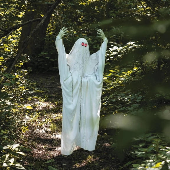 5 Ft. 1/4" Light-Up Life-Size Ghost on a Swing Halloween Decoration