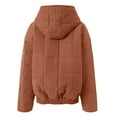thumbnail image 4 of felwors Women's Quilted Hooded Jacket - Zip-Up Padded Coat with Pockets, Loose Casual Fit for Fall & Winter Brick Red, L, 4 of 6