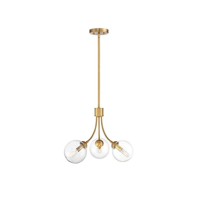Meridian M10057NB 3 Light Chandelier - Natural Brass