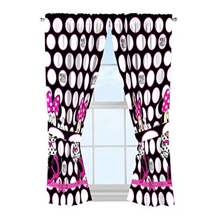Disney Minnie Mouse Dots Are New Black Microfiber 4 Piece Curtain